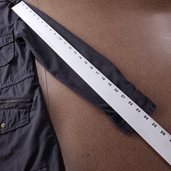 Velvet Parka Women S Dk Gray Drawstring Cinch Waist Collared Utility Streetwear - Picture 7 of 11